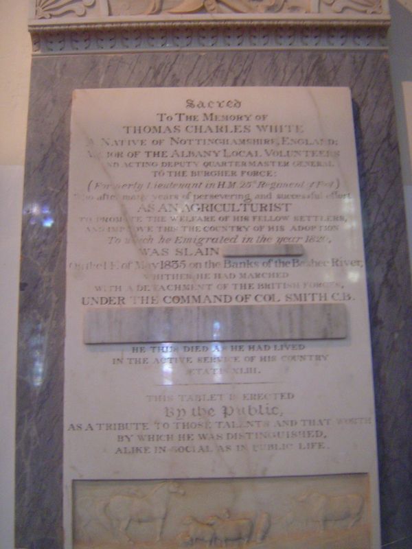 Local troubles continued, and this monument recalls a farming expert killed in 1835. Blocks of marble have been added to this memorial to ma