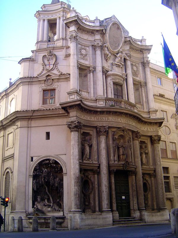 Just time for one more on this busy weekend: San Carlo alle Quattro Fontane, whose facade was added by Borromini in 1667, 30 years after the