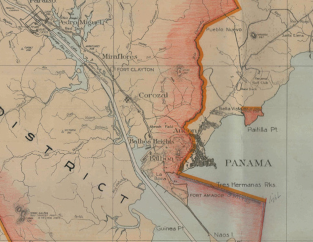 The Canal Zone included a detached bit at Patilla Pt.  Notice the bump within that bit.  wikimedia.org/wikipedia/commons/4/44/MapofthePanama