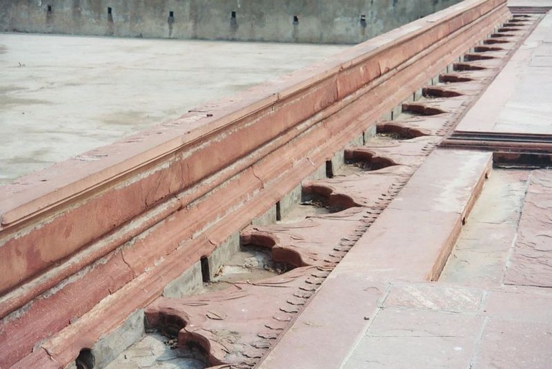 Detail of the pool at the center of the Hayat Baksh Bagh. And where did the water come from? Percy Brown, writing in The Cambridge History o