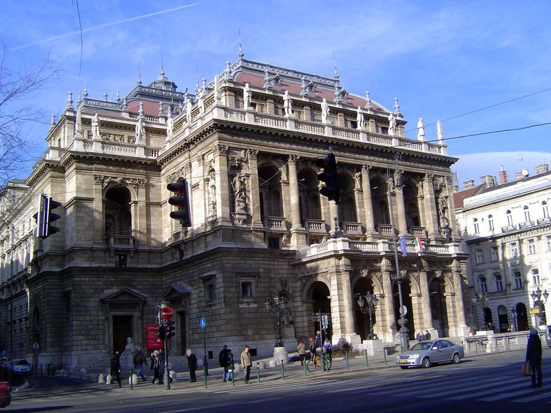 The street's grandest building is the opera house, completed in 1884 to a design by the same Miklos Ybl who did the stock exchange. He lived