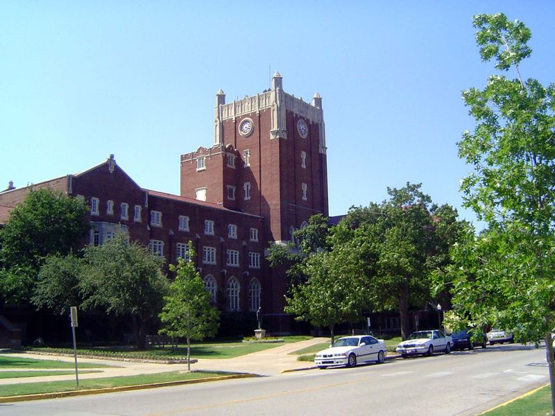 The Student Union opened in 1928, though the clocktower was added in 1936 with WPA funds.