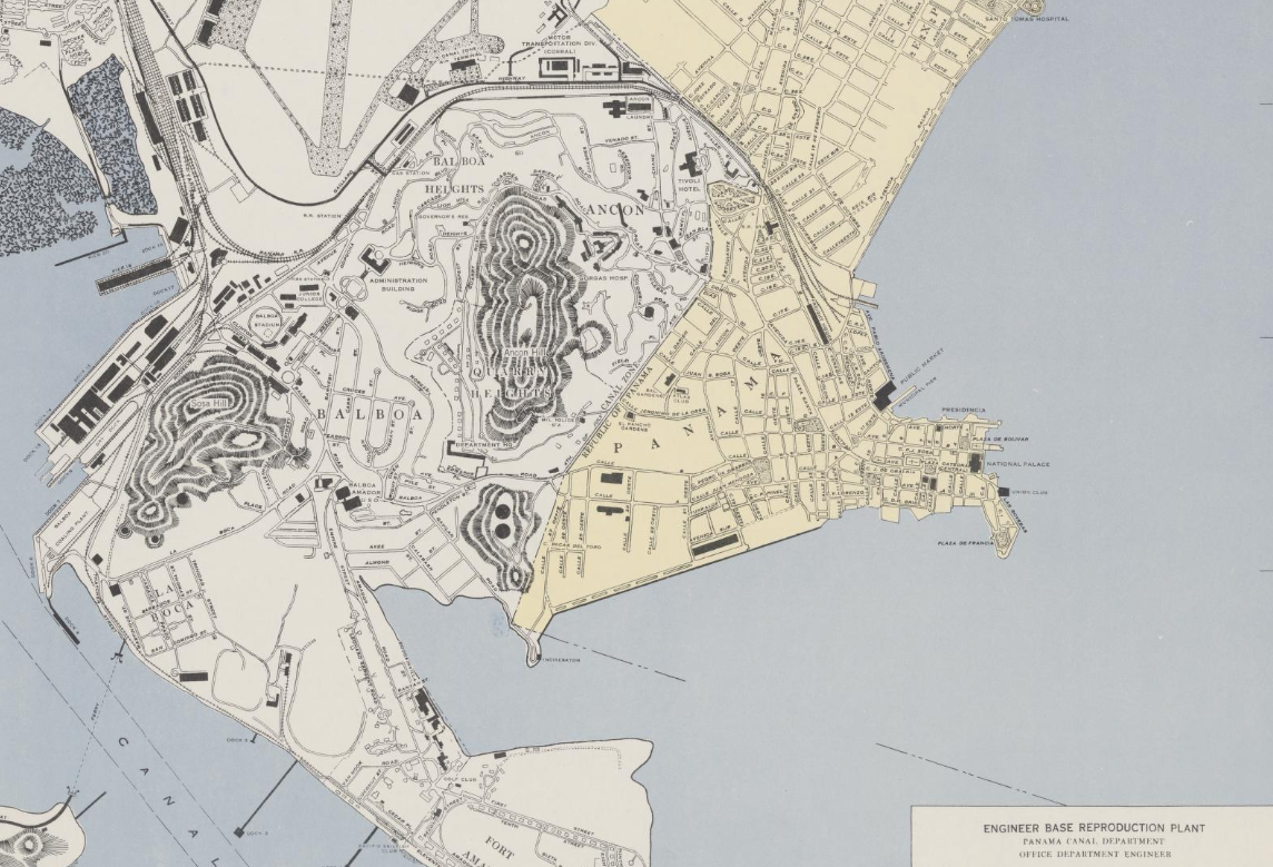 As the map shows with color, the Casco Viejo was not in the Canal Zone, but Ancon Hill and the towns of Balboa and La Boca were.  Demarcated