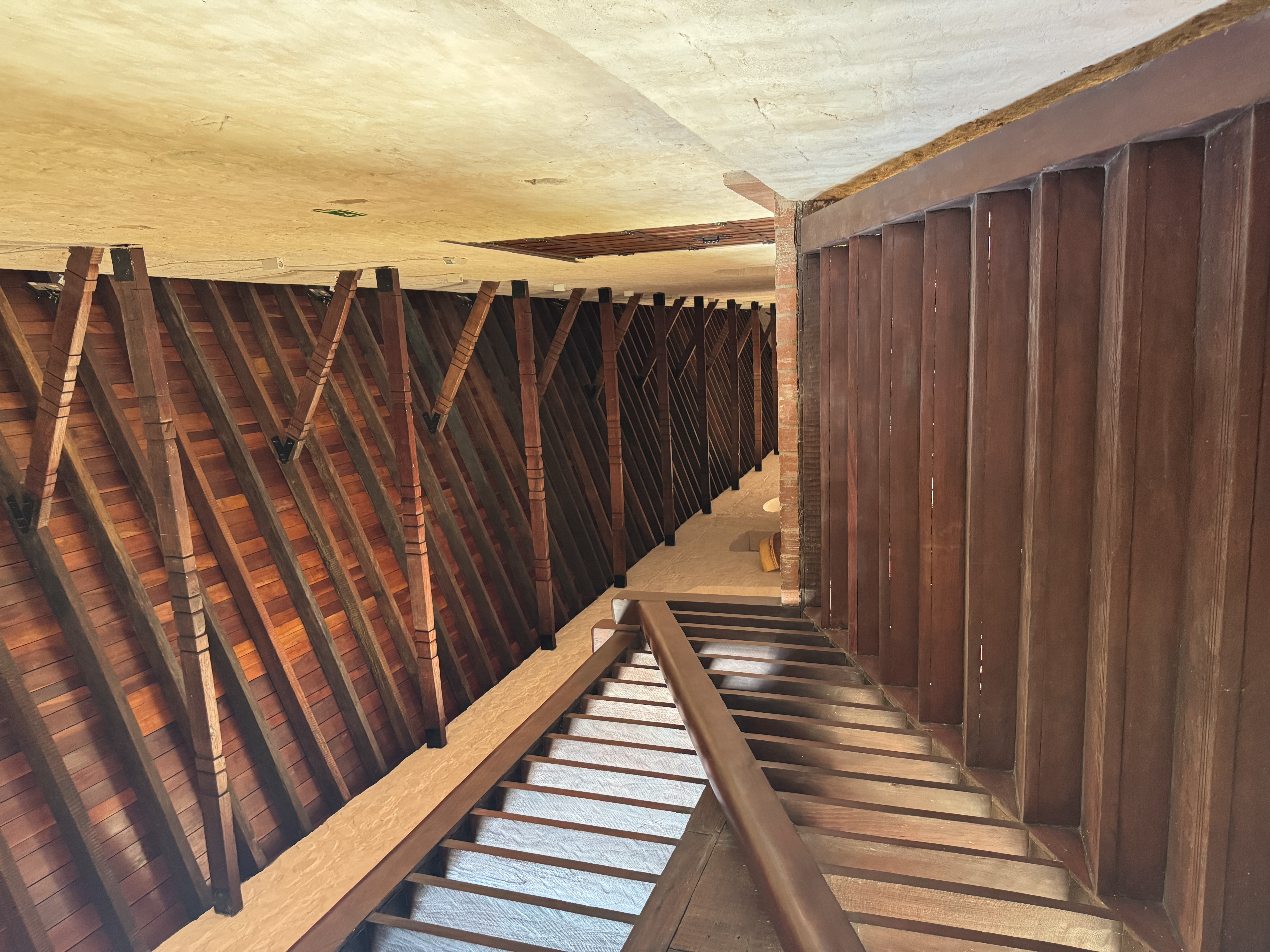 New stairs up to a newly roofed balcony.