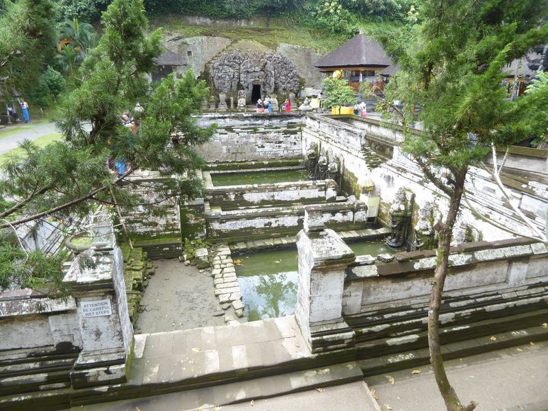 The heads and torsos that once stood in front of the cave have been moved to a bath discovered by excavators in the 1950s.