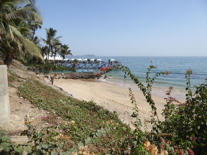 Gorée Island in the distance; Dakar harbor to the left; Cap Manuel to the right.