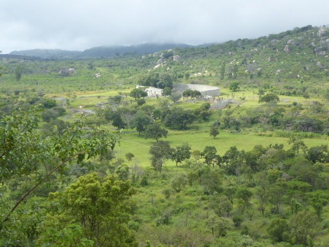 Here's the zoomed view over to the Elliptical Building or Great Enclosure, where we're headed. Since we're up at the top of the mountain, ho