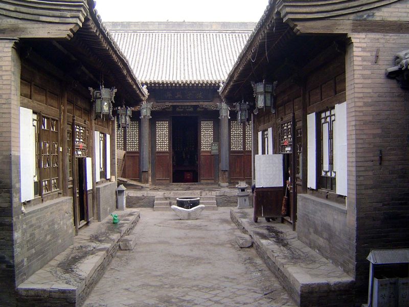 We're looking south to the hall on the south, a reception building. The view to the north is similar, except that the building at that end i