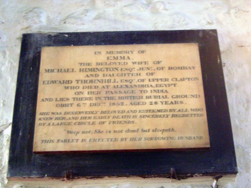 En route to India, a 28-year-old dies and is buried at Alexandra in 1852. What was her connection or the connection of the others seen in th