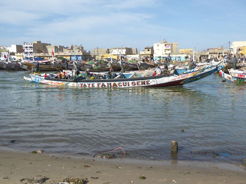 Hundred of pirogues crowd both the sheltered and surf side of Barbarie. The boats vary from 7 to 24 meters, with crews of from 4 to 15 men. 
