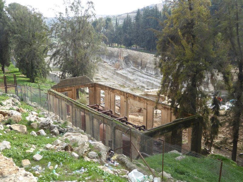 There are three pools, once fed through tunnels that reach several miles south. The building is a pumphouse built by the British to bypass t