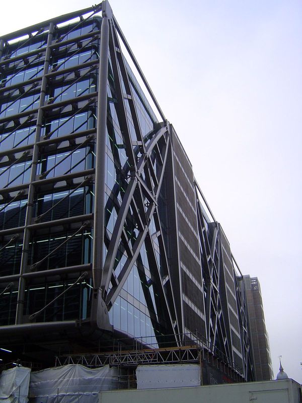 Next door, more glass at Cannon Place, completed in 2011. The building was developed jointly by Hines of Houston and the London Underground,