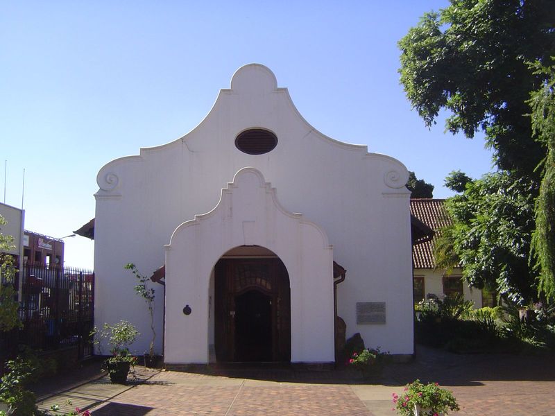 Adjoining the house is this, the Church of the Covenant, built in 1840 in thanks for the same victory at the Battle of Blood River. The gabl