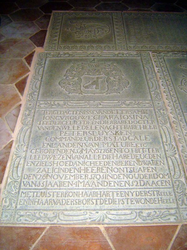 To the memory of Clara Josina, beloved daughter of the Hon. Pieter Sluysken, Commandeur of the City of Galle and the Lands of Matara. Born 1