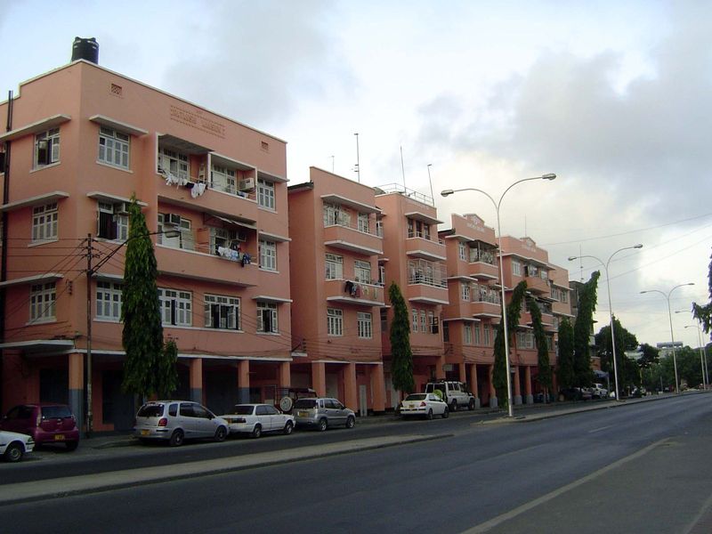 Blocks of Corporation flats line Nyerere Road, the main and usually jammed route into the city from the airport.