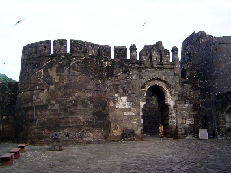 The entrance consists of three gates set at right angles to one another. This is the second.
