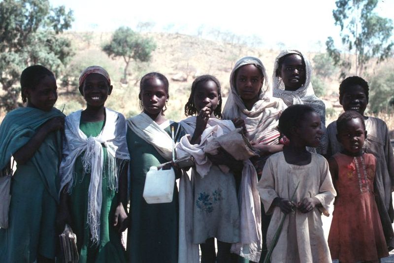 Girls near Jebel Marra, along the road between Nyala and Zalingei.