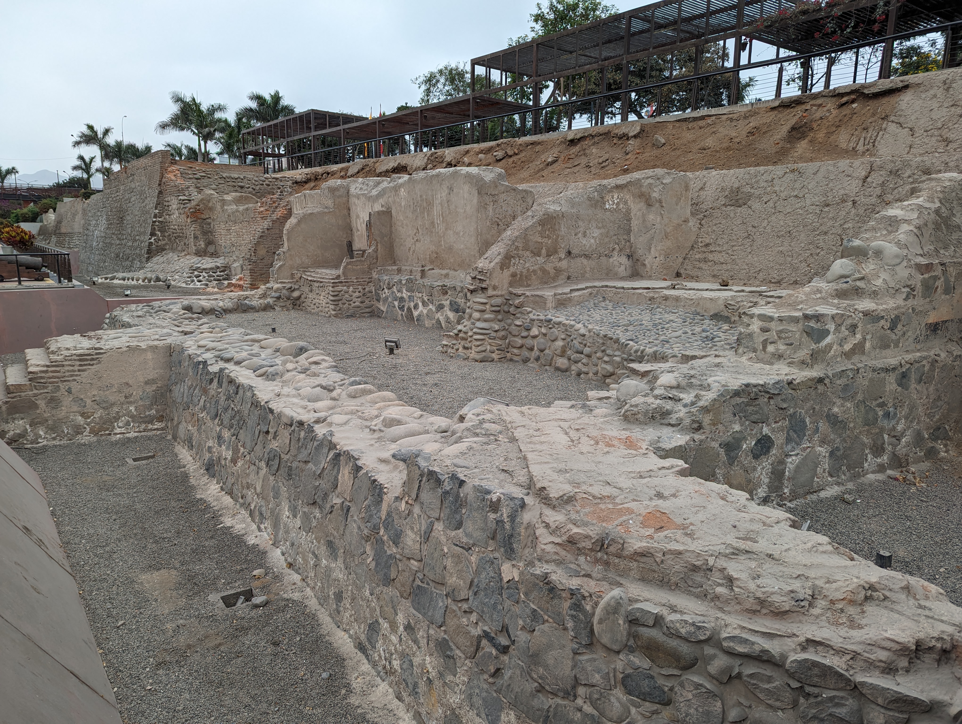 Remnants of the city's colonial wall survive on the side facing the river.