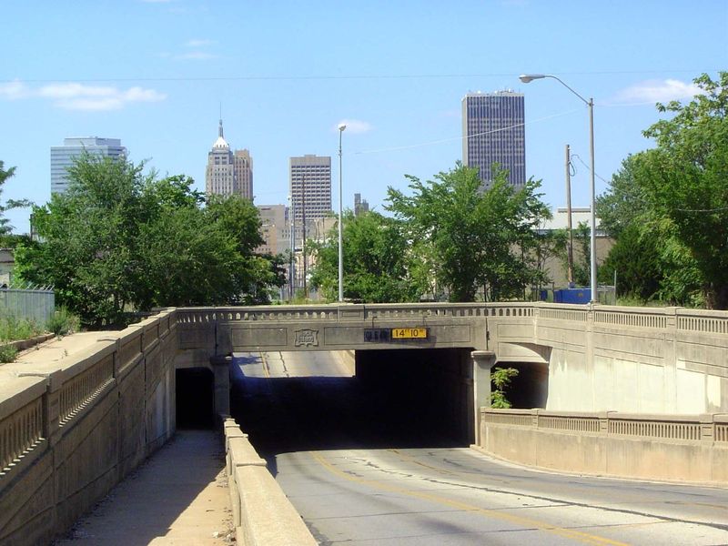 Here's the context. When the tracks were relocated here from downtown, the city made sure to avoid grade crossings. In this case, Robinson S