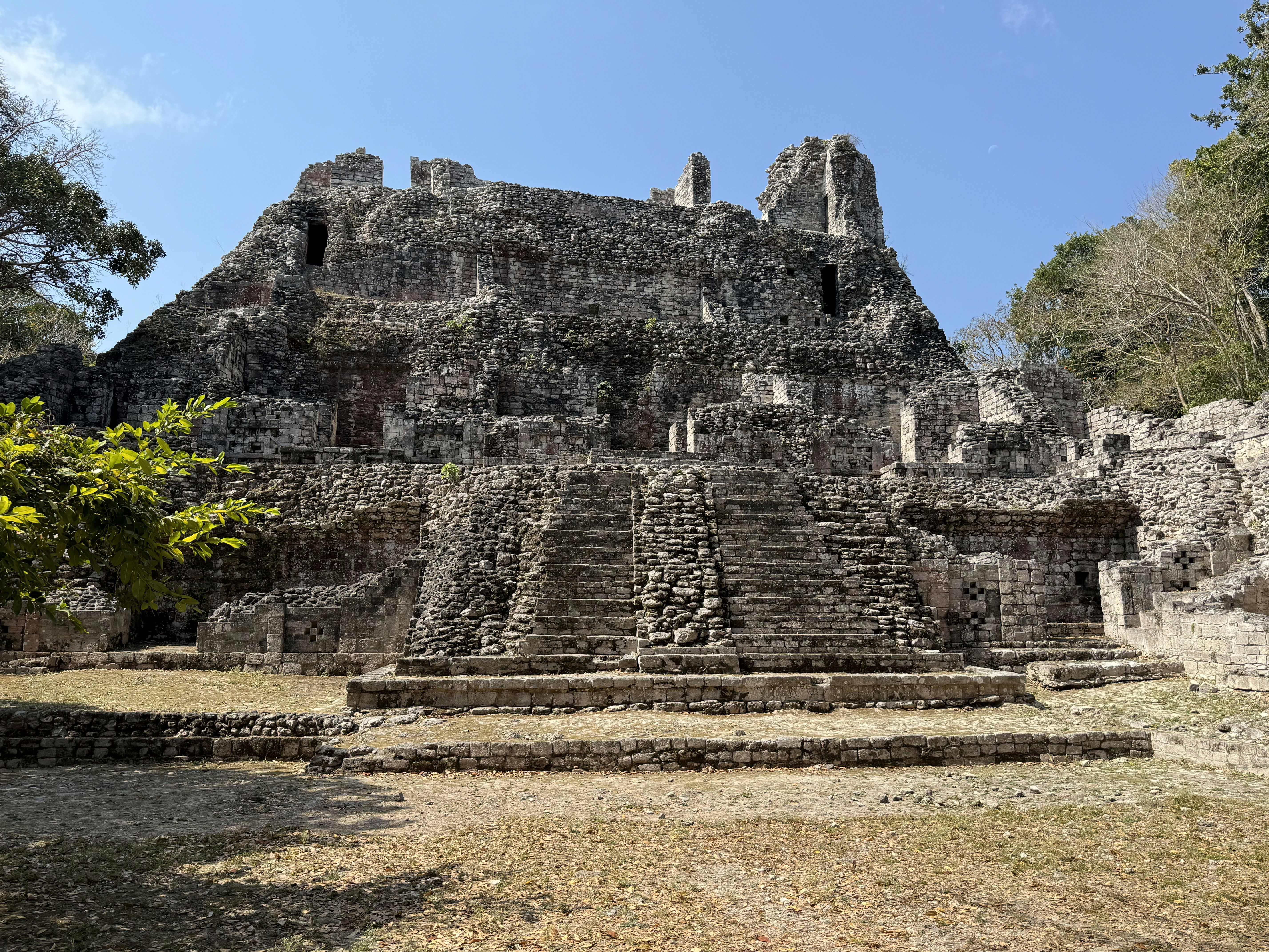 It's Structure 4, "consolidated" in 1969-71 by E. Wyllys Andrews IV, director of a project funded by the National Geographic Society and Tul