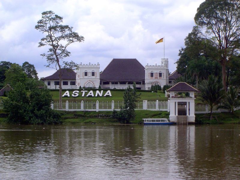 Across the river is the Astana, the palace built by Charles Brooke. Begun in 1869, it was the first brick building in Kuching and was appare