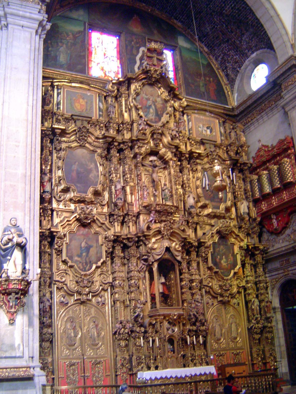 A chapel has a more exuberant altarpiece.