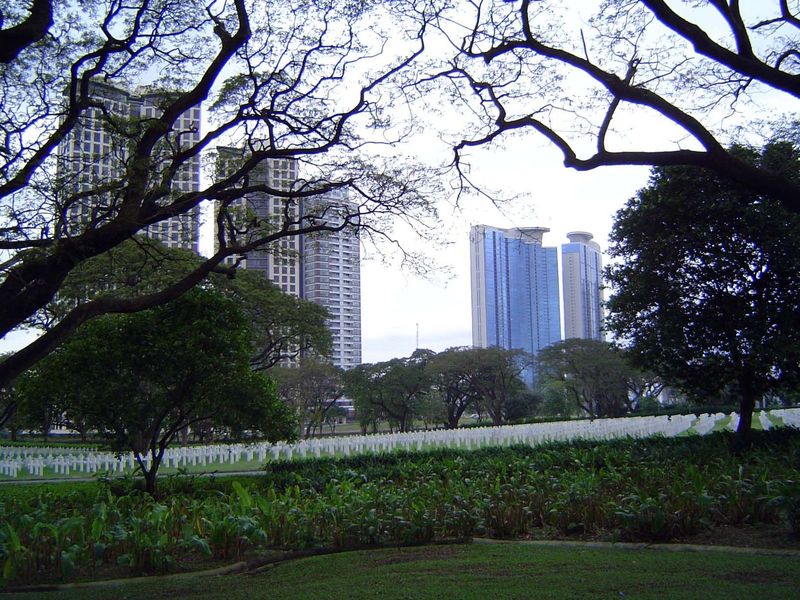 And here's the lineup arrayed behind Manila's American Memorial Cemetery, the largest cemetery administered anywhere in the world by the Ame