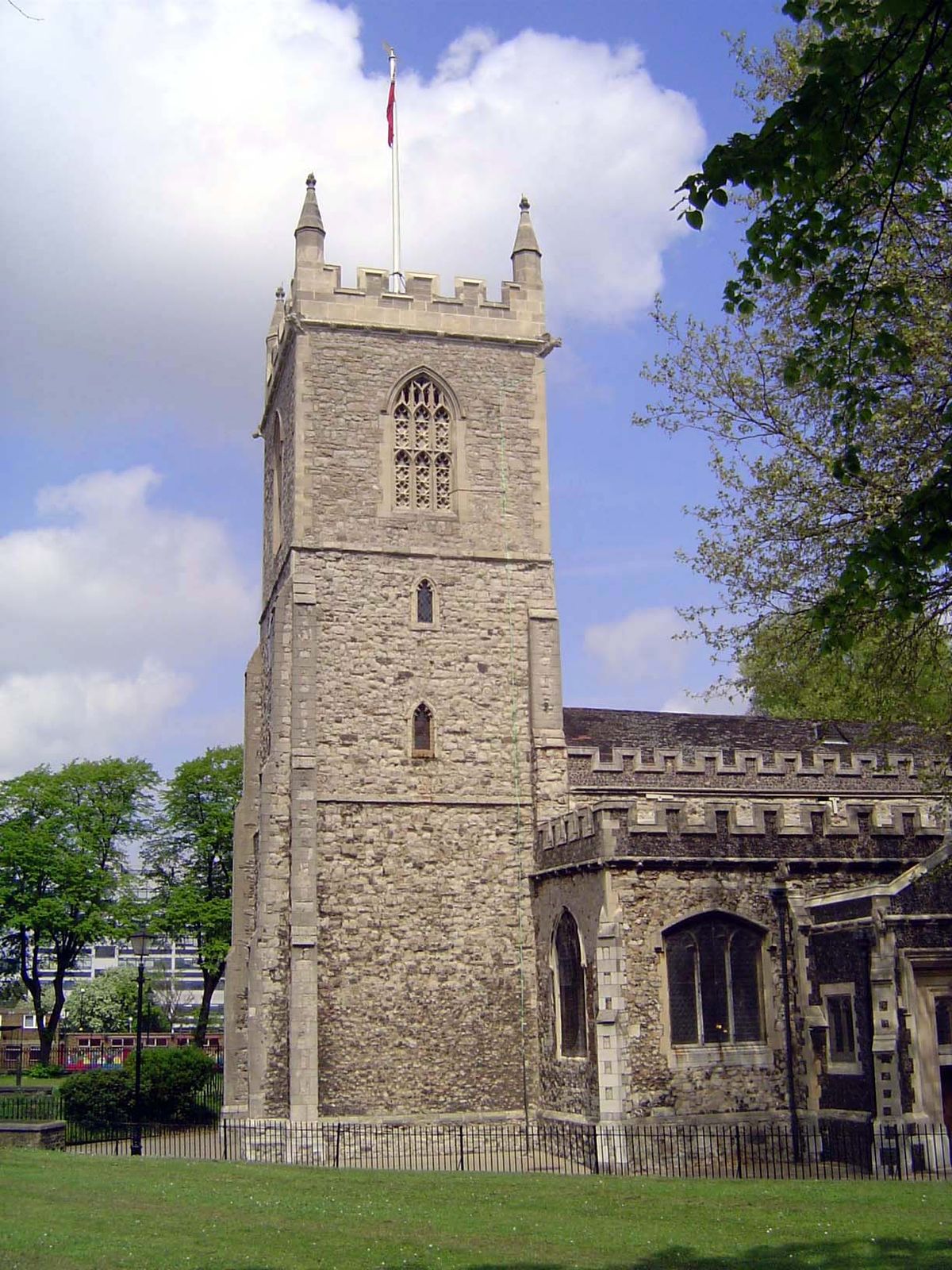 The adjoining parish church of St. Dunstan and All Saints, Stepney.