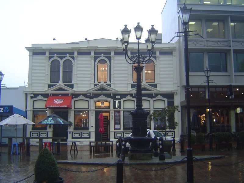 Across the street, this was originally the Victoria Rose Hotel.