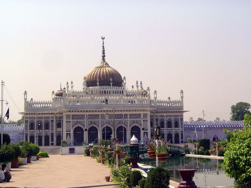 The imambara was begun in 1837 by Muhammad Ali Shah. The axis has always had a talao or pond.