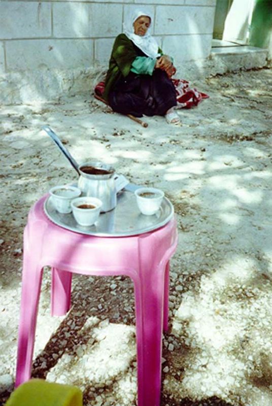 It's hard to walk around the West Bank without being asked to have coffee, which easily leads to bread and oil made from wheat and olives gr