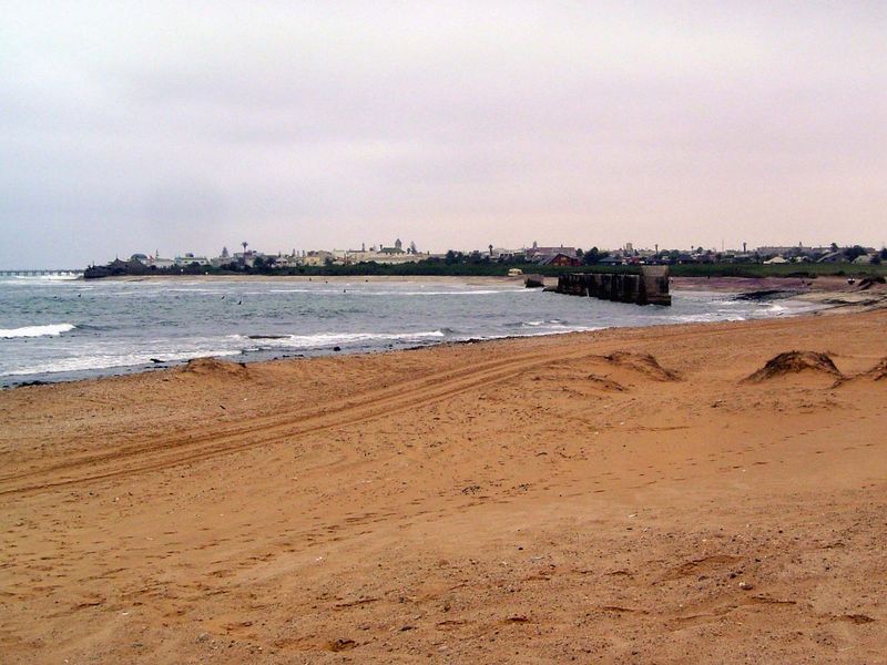 Originally, the railway south from Swakop to Walvis Bay ran along the coast, but the bridge at the mouth of the Swakop River was destroyed b