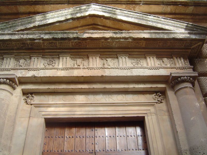 The inscription "Charles V, king-emperor" is a reminder of Spain's power at the time.
