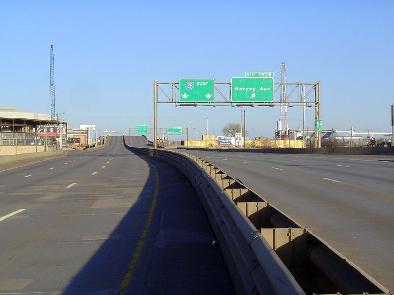 Quiet, isn't it? That's because this picture was taken early in 2012, when traffic had been shifted south several blocks to the new I-40 ali