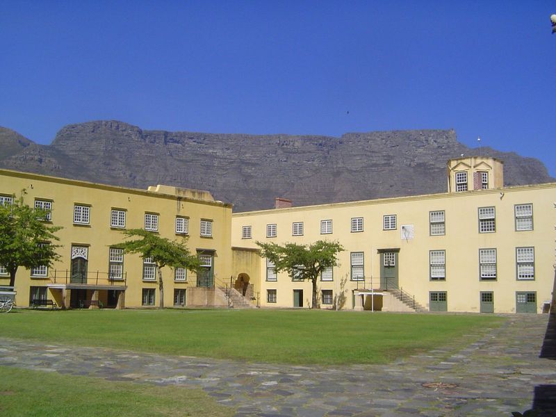 The interior of the fort is a courtyard divided by a line of buildings into two halves. One of those halves is further divided, by the build