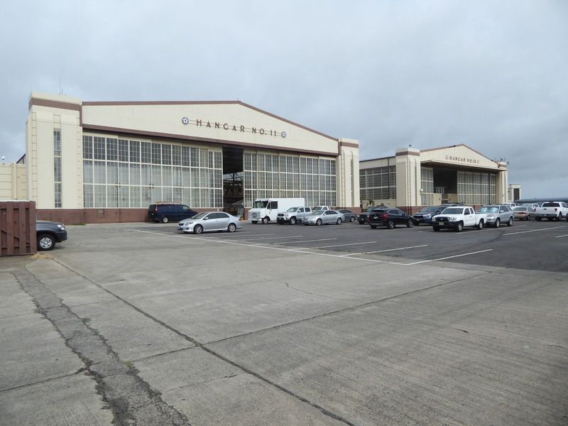 The hangars are still standing, though some have been converted to office space.