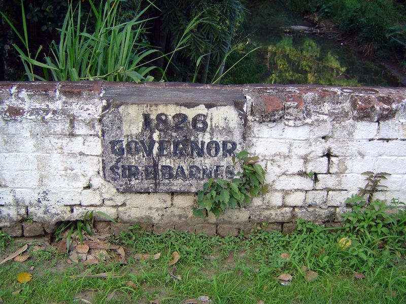 The plaque recalls Governor Edward Barnes, who not only supported the development of coffee plantations but went into the business himself. 