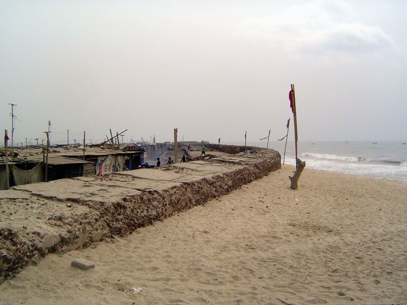The breakwater itself is of cemented rock fragments.