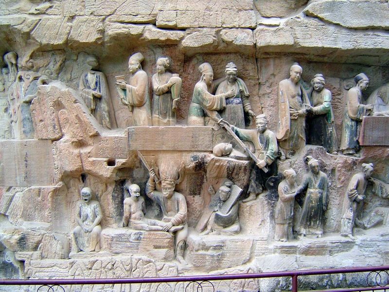 Paired with the preceding image of paradise is a graphic representation of sin and damnation. Here, in the upper center, a woman is seduced,