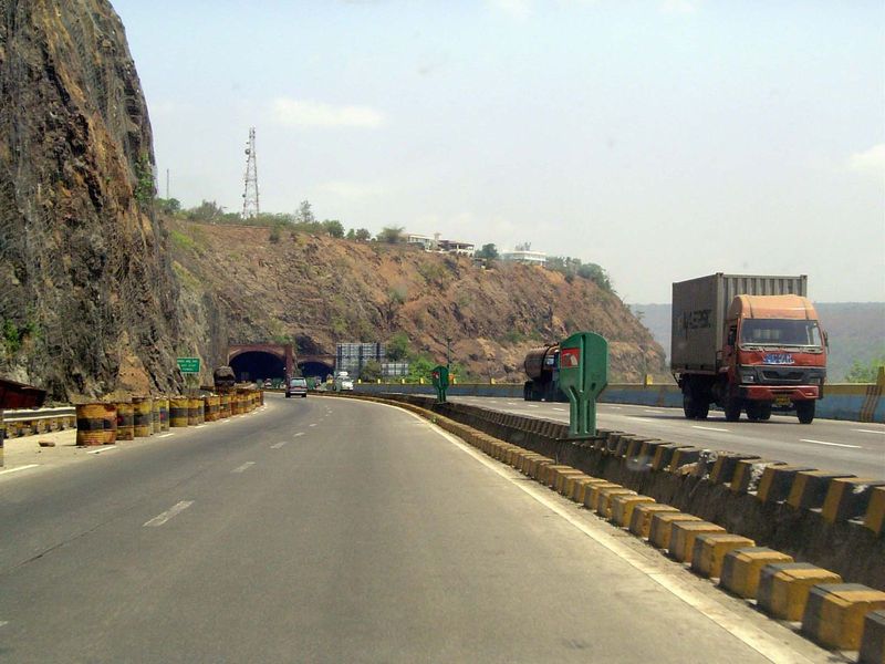 Farther north, the road drops down to Bombay and the coast.