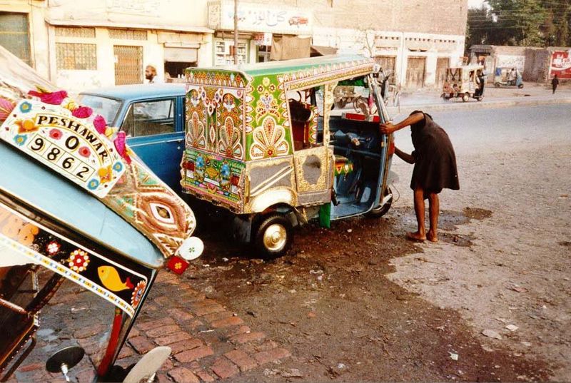 A nearby car wash, and a small example of the famously gaudy vehicle artistry of Pakistan.