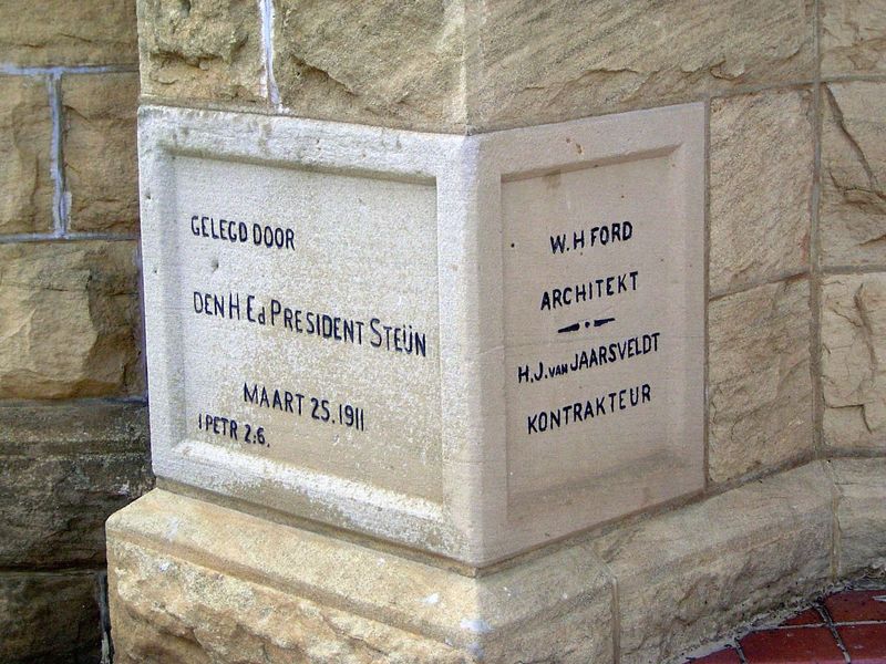 The town was established in the 1860s, so why is the church so much more recent? Thank the British, who during the Boer War burned down the 