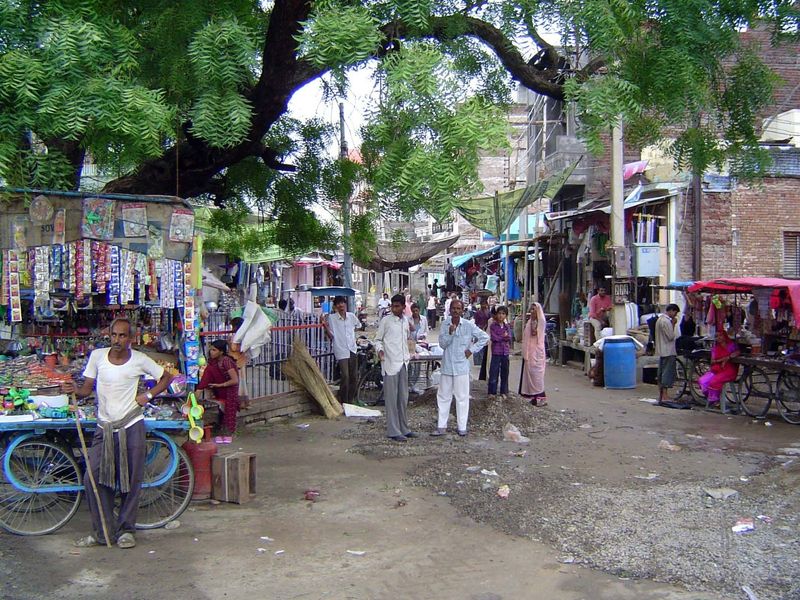 Road crossing in the town center.