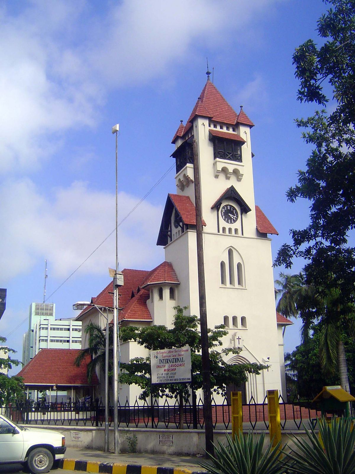 Churches have fared better, including this bit-of-Bavaria Lutheran church.