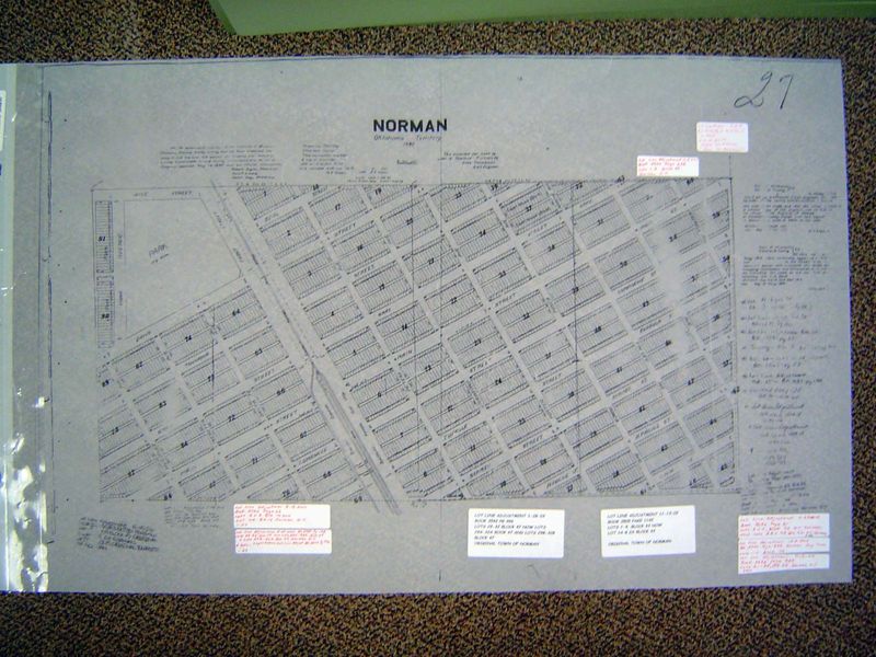 The plat of the original townsite, about as unimaginative as you can get, although tidy enough to please the most finicky. The blank corner 