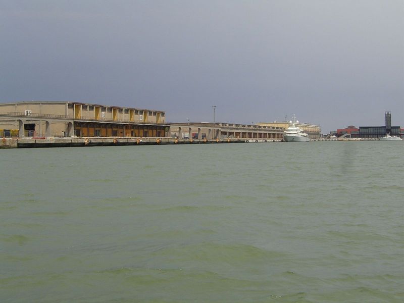 Freighters start at the city's western edge, too. Some load up here, at a deep-water dock near the parking garages. The first of these moder