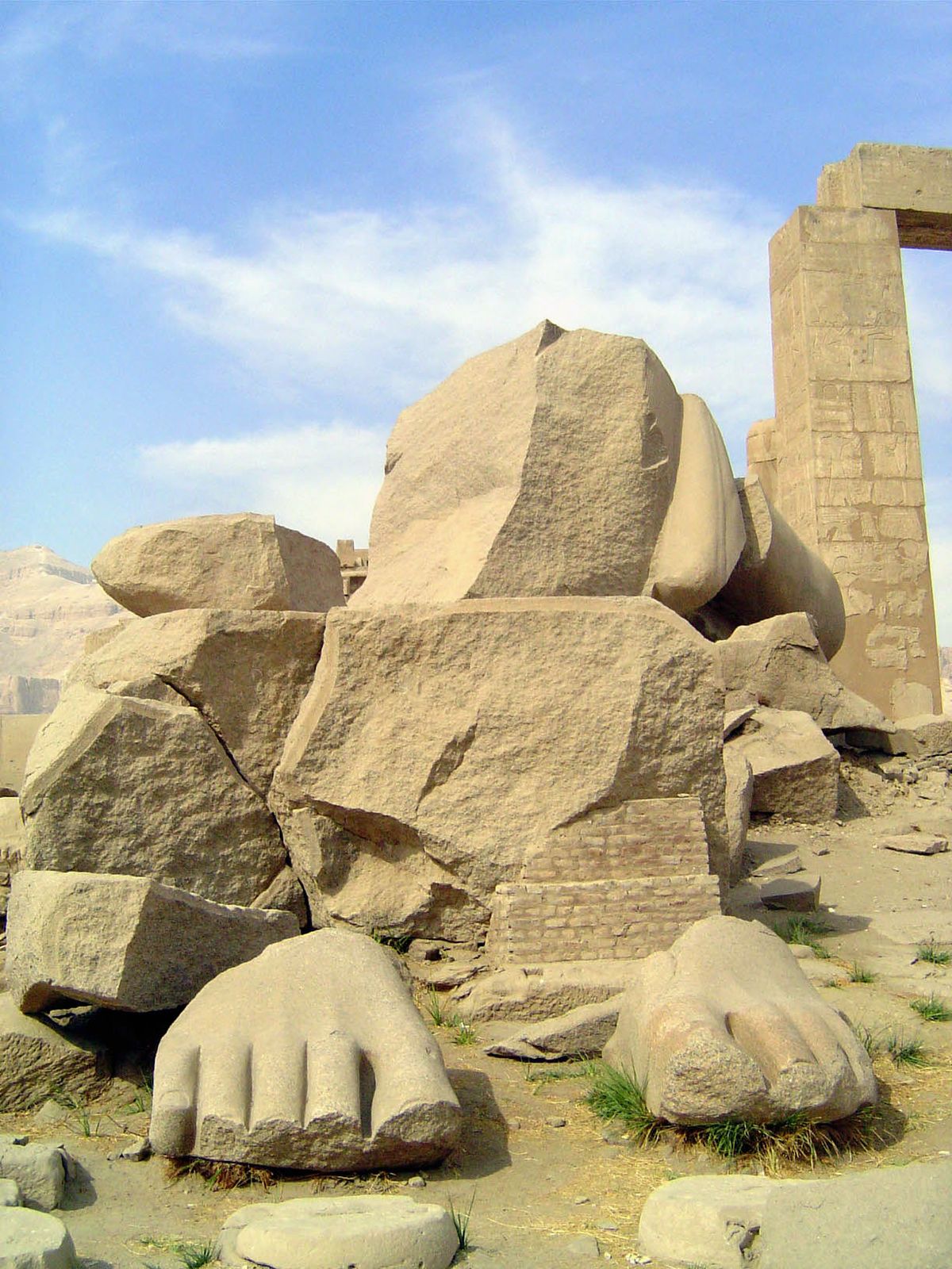 Look on my works, ye Mighty, and despair. The statue, showing the deified Rameses, was originally 57 feet high.