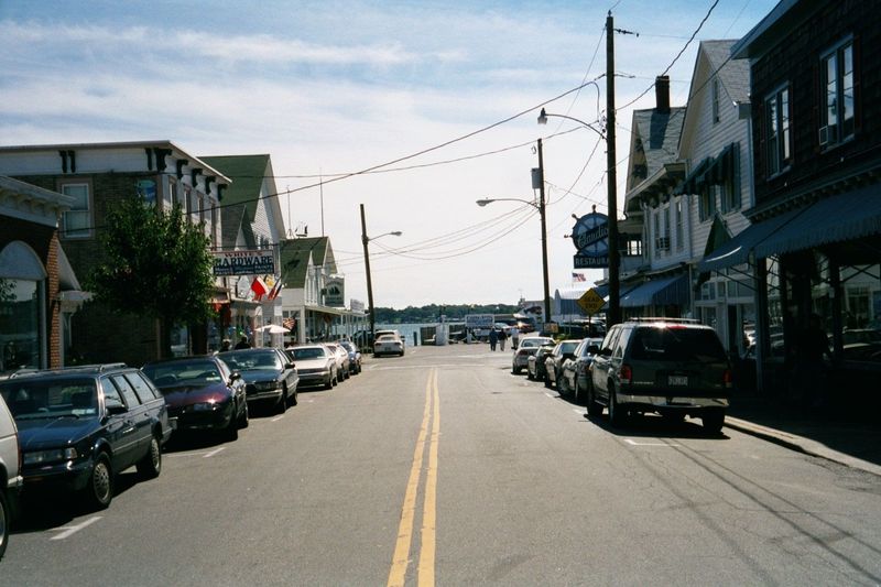 Another five miles: Greenport. We're still way out on the island and less than ten miles from Orient Point, but the commercial development a