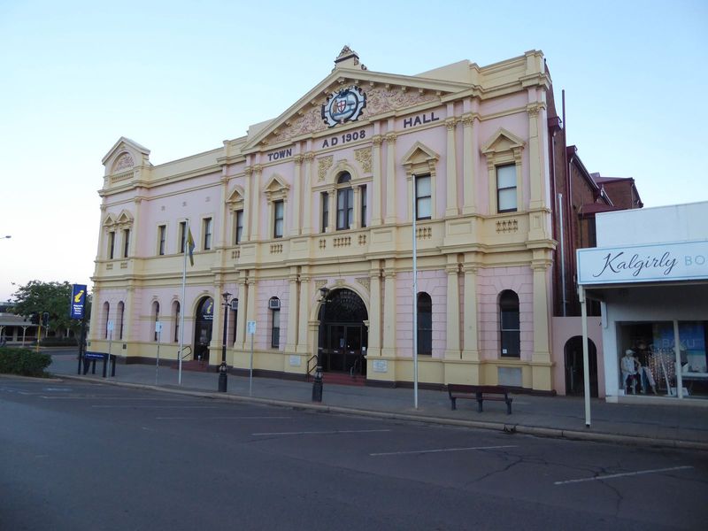 Here's the town hall, funded locally and with difficulty.

Extract from the West Australia Mining, Building, and Engineering Journal, 6 July
