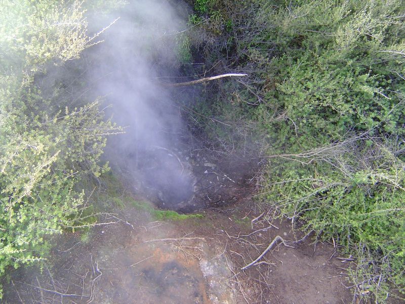 Lots of fumaroles or blowholes. Walking around here is easier if you don't think about Florida sinkholes.
